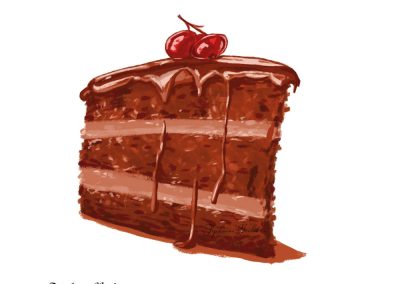 dessin de pâtisserie illustration gâteau illustration forêt noire Tiphaine Boilet illustrateur Nantes