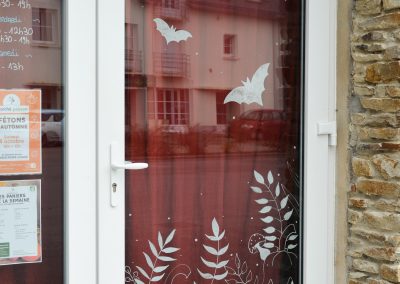 Habillage de vitrine illustration vitrine dessin vitrine magasin Tiphaine Boilet illustrateur Nantes Ligné