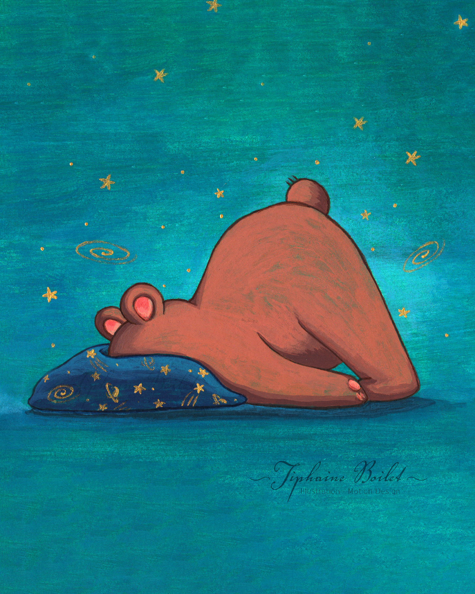 ours illustration rentrée dormir Tiphaine Boilet illustrateur freelance Nantes