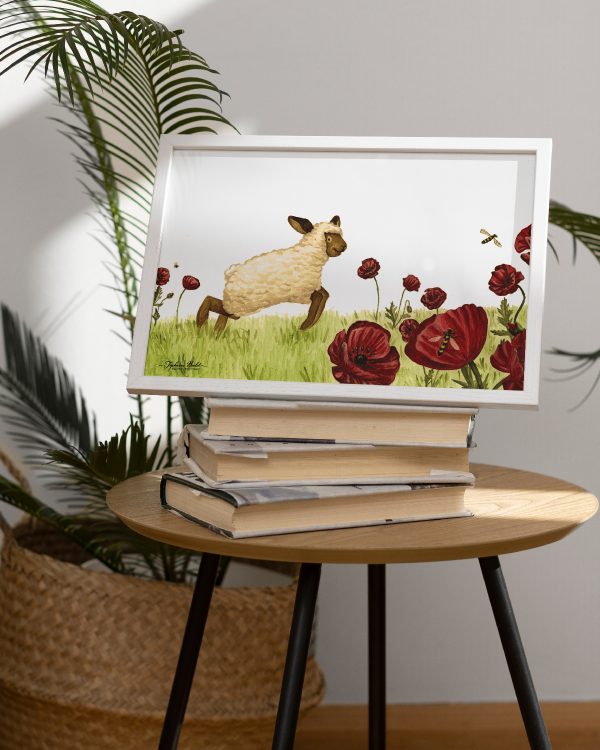 poster petit mouton mignon coquelicots fleur Tiphaine Boilet illustratrice jeunesse Nantes Angers
