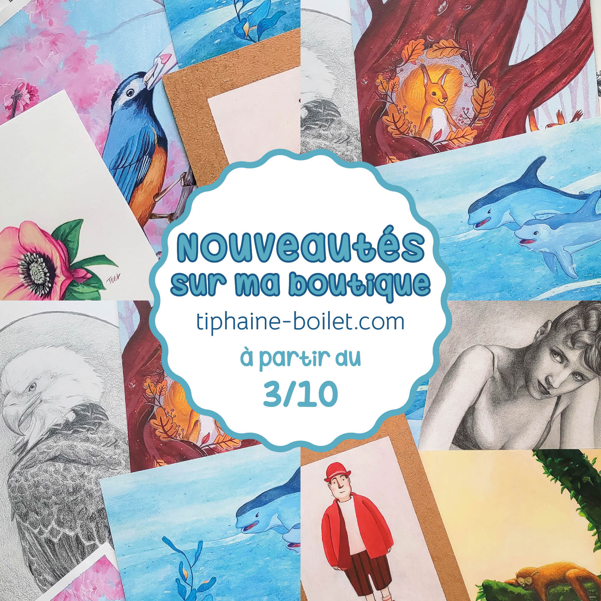 Nouveautés boutique en ligne Tiphaine Boilet illustratrice Nantes illustrations originales œuvres d'art