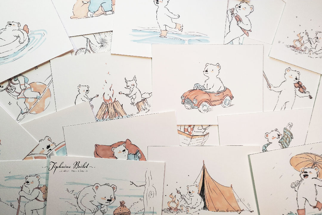 Inktober 2024 dessin ours mignon illustration Tiphaine Boilet illustratrice freelance Nantes