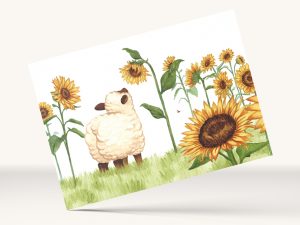 carte illustration petit mouton tournesols jardin Tiphaine Boilet illustratrice Nantes Angers