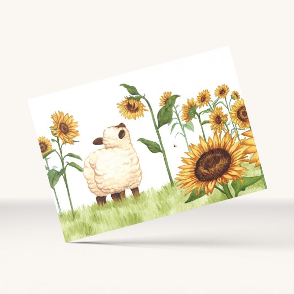 carte illustration petit mouton tournesols jardin Tiphaine Boilet illustratrice Nantes Angers