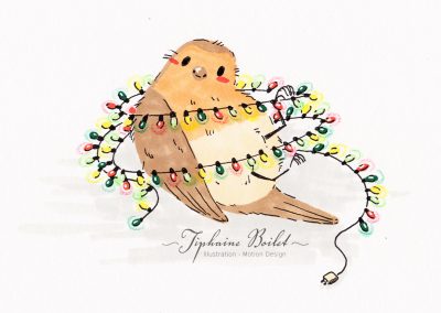 Joyeux Noël illustration rouges-gorges Tiphaine Boilet illustratrice Nantes