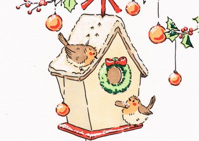 Joyeux Noël illustration rouges-gorges Tiphaine Boilet illustratrice Nantes