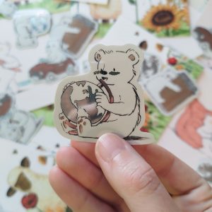 sticker petit ours mignon voyage illustration Tiphaine Boilet illustrateur freelance Nantes Angers