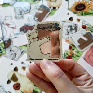 sticker petit ours mignon pot de miel illustration Tiphaine Boilet illustratrice Nantes Angers