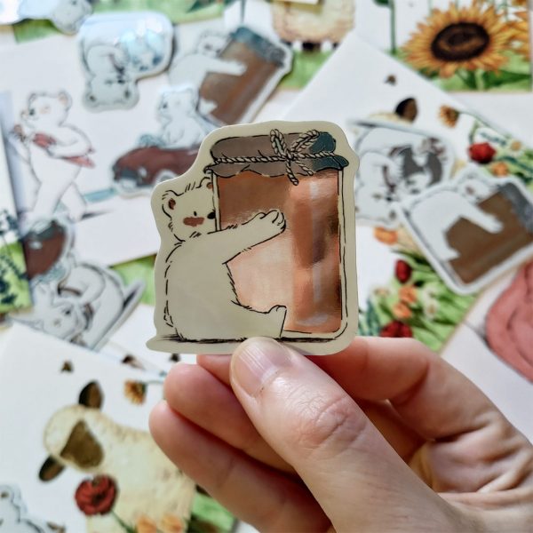 sticker petit ours mignon pot de miel illustration Tiphaine Boilet illustratrice Nantes Angers