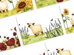 poster petit mouton mignon fleur tournesol coquelicot lavande Tiphaine Boilet illustratrice jeunesse Nantes Angers