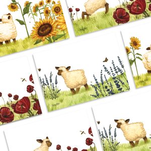 poster petit mouton mignon fleur tournesol coquelicot lavande Tiphaine Boilet illustratrice jeunesse Nantes Angers