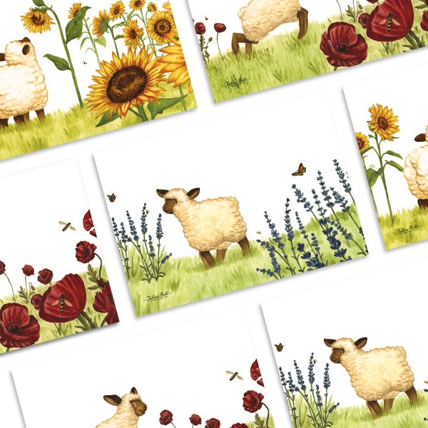 poster petit mouton mignon fleur tournesol coquelicot lavande Tiphaine Boilet illustratrice jeunesse Nantes Angers