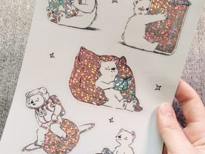planche stickers petit ours mignon illustration Tiphaine Boilet illustratrice jeunesse Nantes Angers