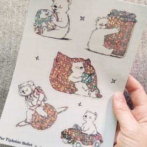 planche stickers petit ours mignon illustration Tiphaine Boilet illustratrice jeunesse Nantes Angers