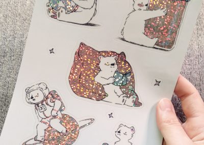 planche stickers petit ours mignon illustration Tiphaine Boilet illustratrice jeunesse Nantes Angers