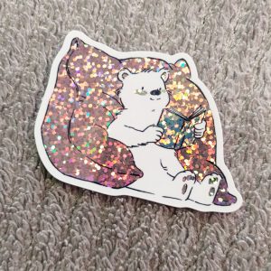 sticker petit ours mignon lecture illustration Tiphaine Boilet illustrateur freelance Nantes Angers