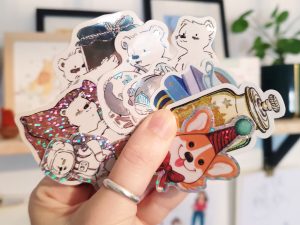 sticker au choix illustration ours Tiphaine Boilet illustratrice Nantes Angers